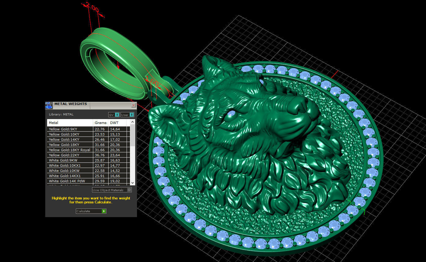 pendant wolf v2 3D print model_6