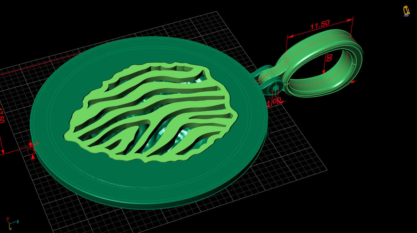 pendant wolf v2 3D print model_9