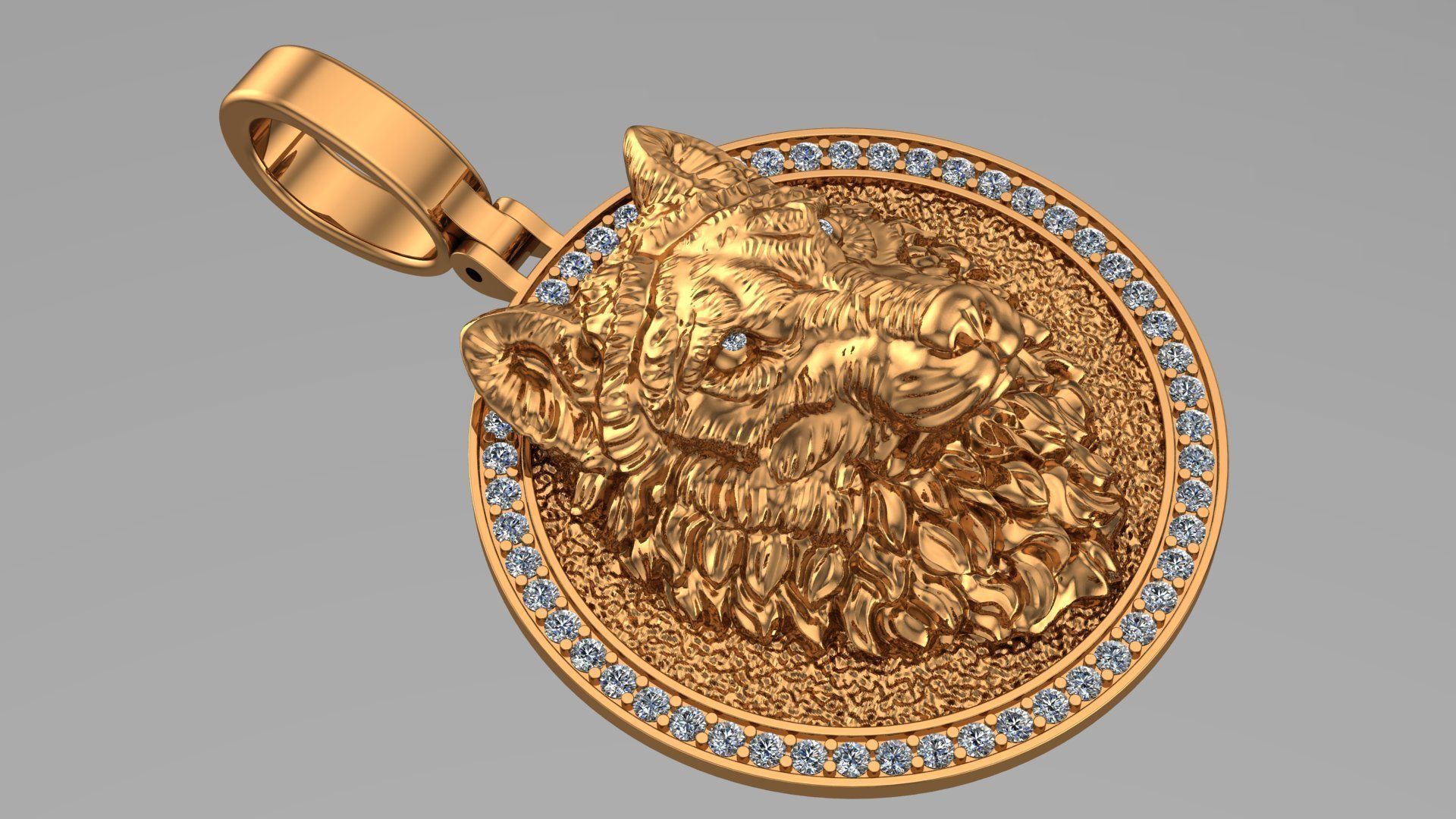 pendant wolf v2 3D print model_17