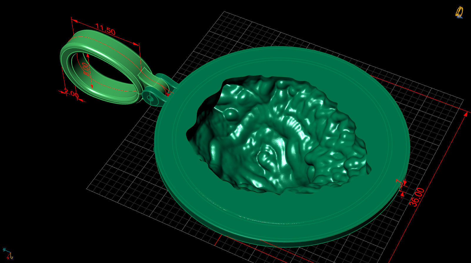 pendant wolf v2 3D print model_12