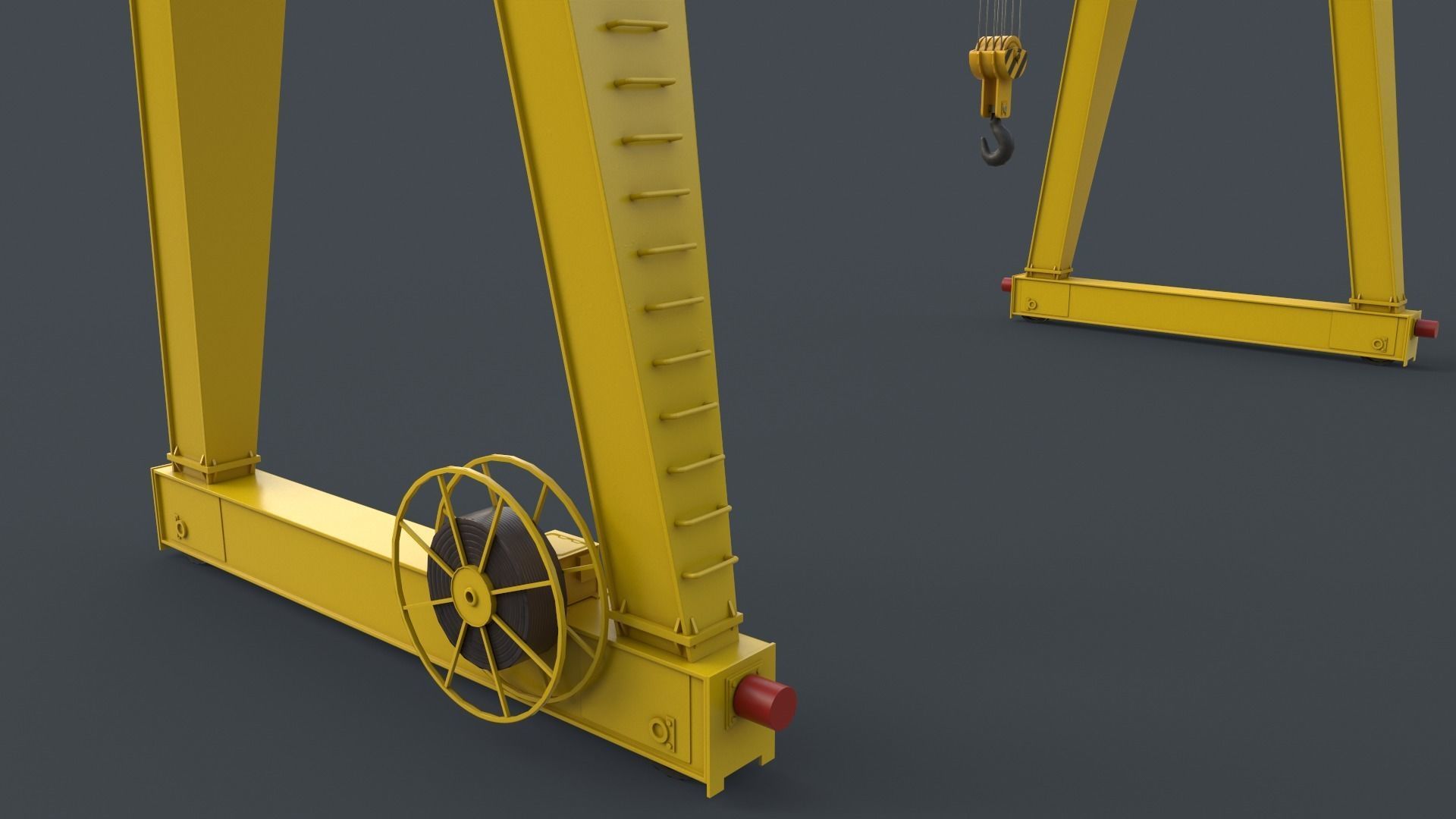 PBR Single Girder Gantry Crane V2 - Yellow Light Low-poly 3D model_11