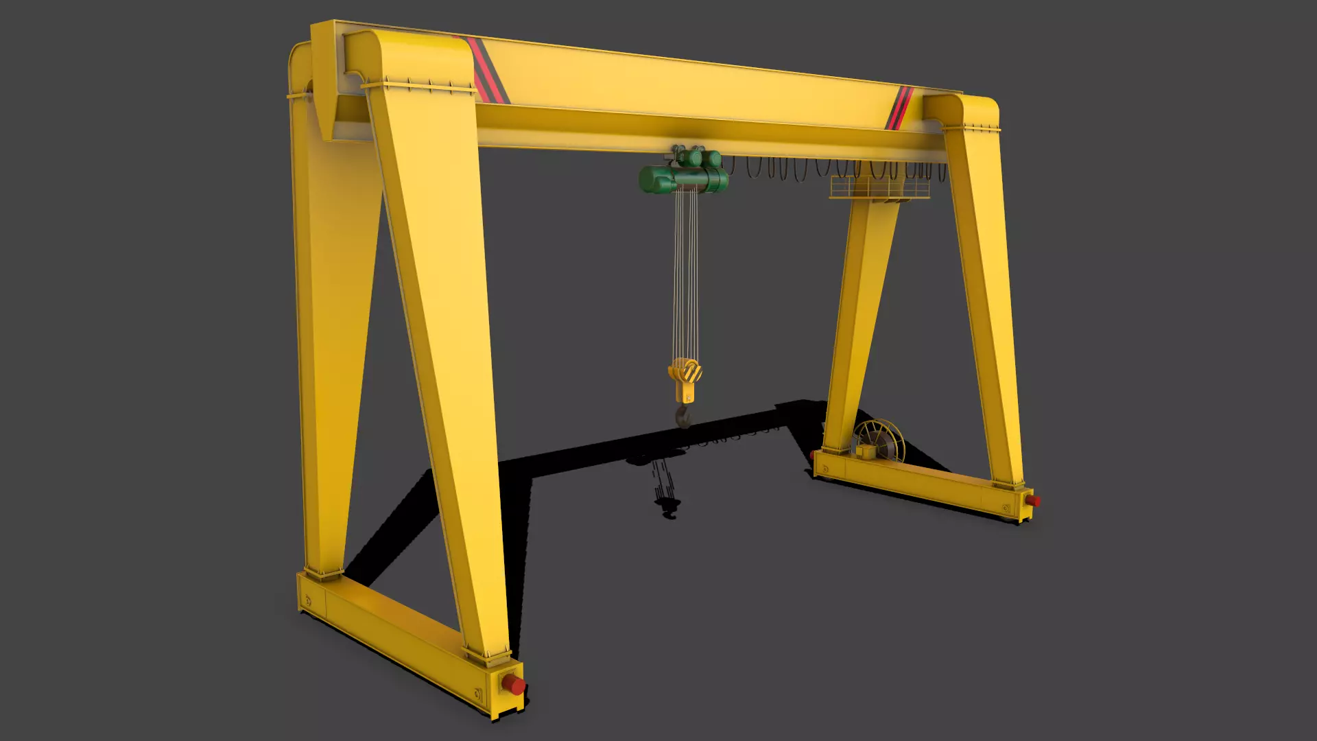 PBR Single Girder Gantry Crane V2 - Yellow Light Low-poly 3D model_0