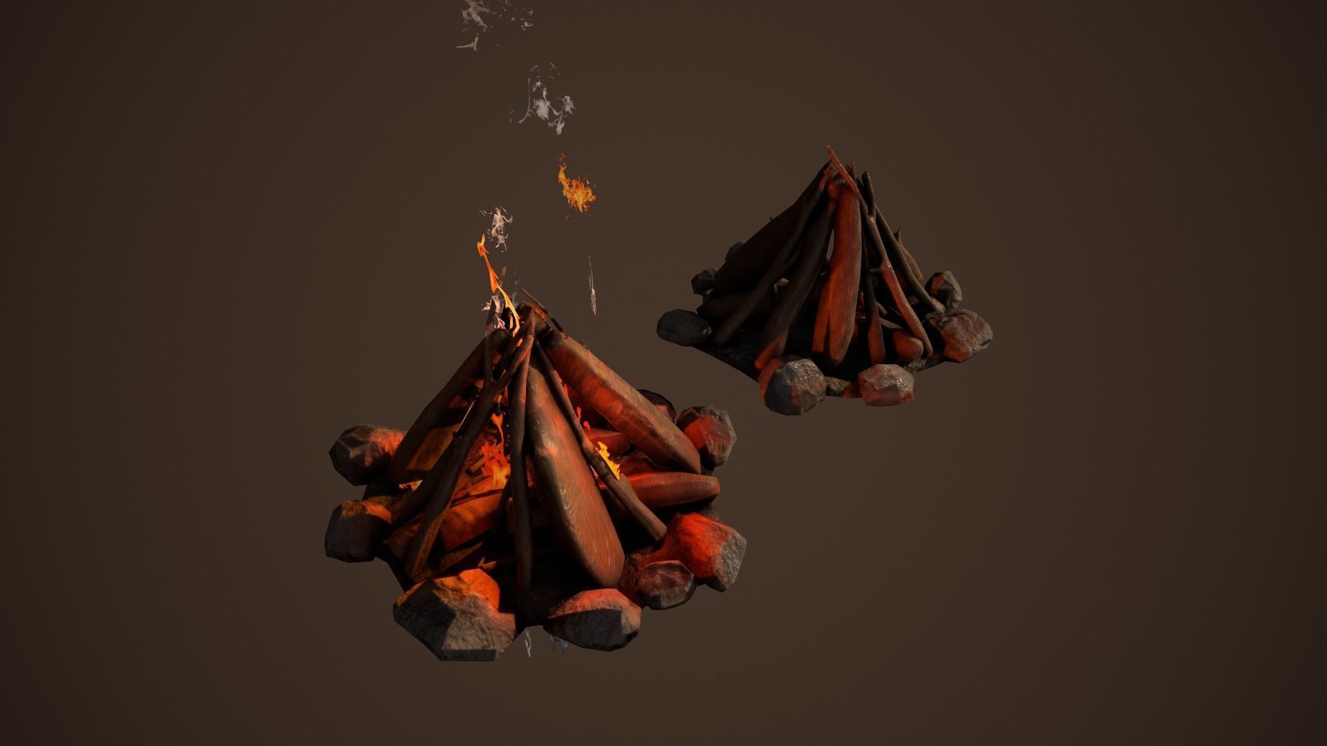 Campfire Free low-poly 3D model_14