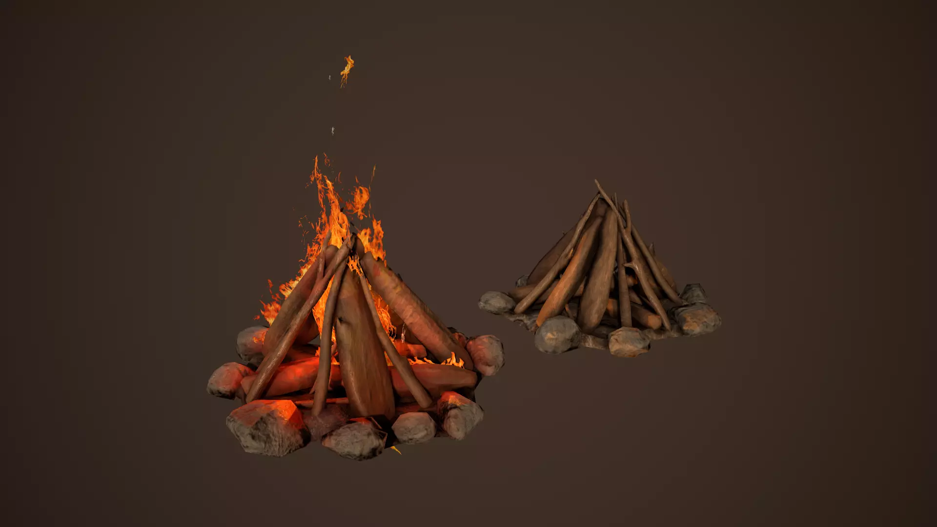 Campfire Free low-poly 3D model_0