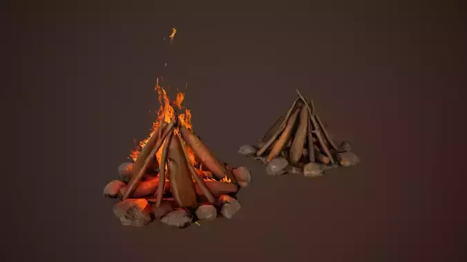 Campfire Free low-poly 3D model