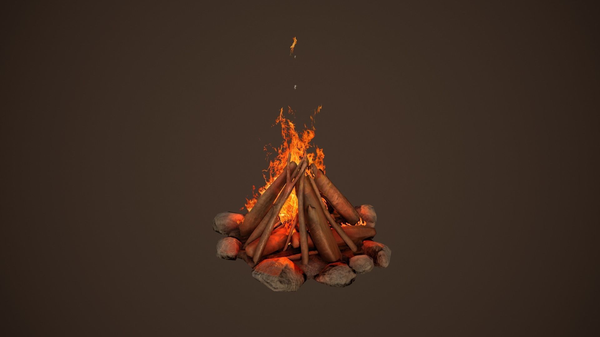 Campfire Free low-poly 3D model_3