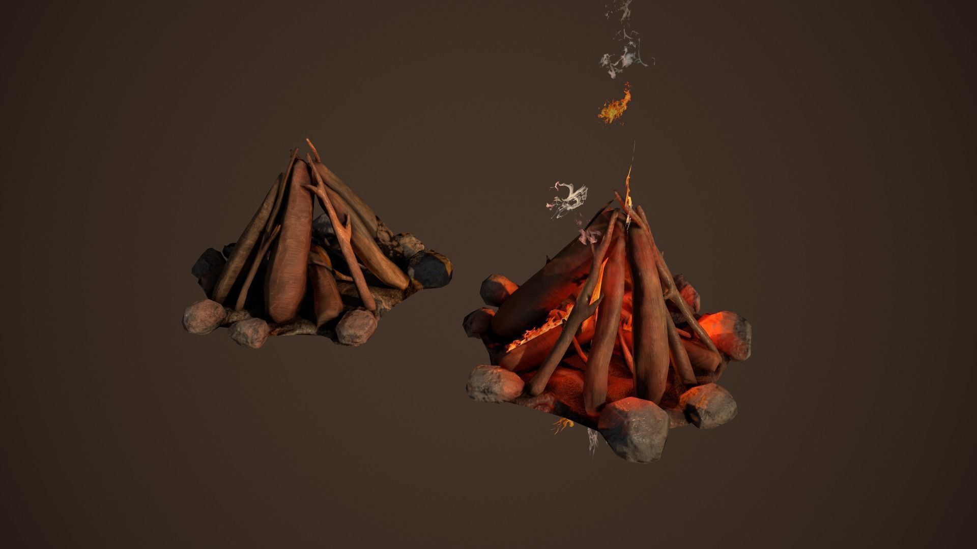 Campfire Free low-poly 3D model_16