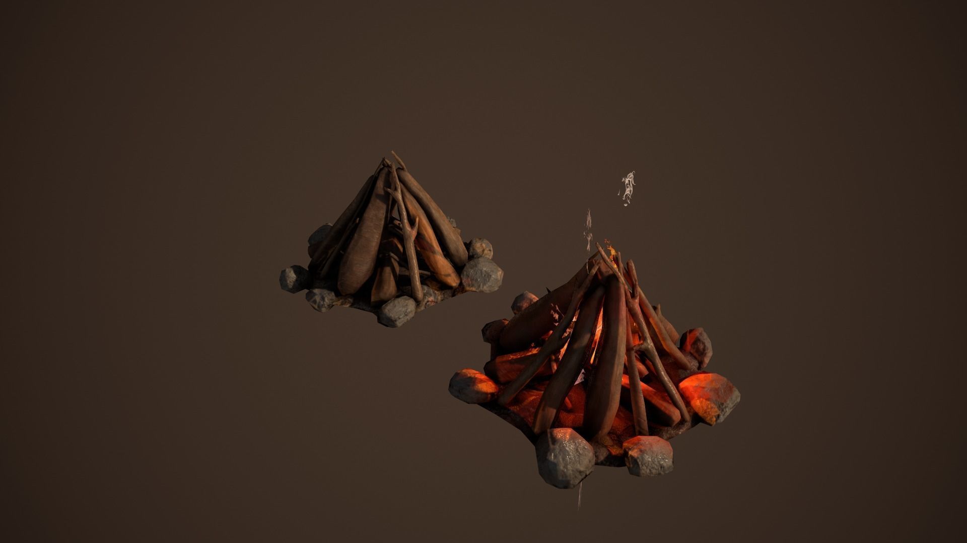 Campfire Free low-poly 3D model_12