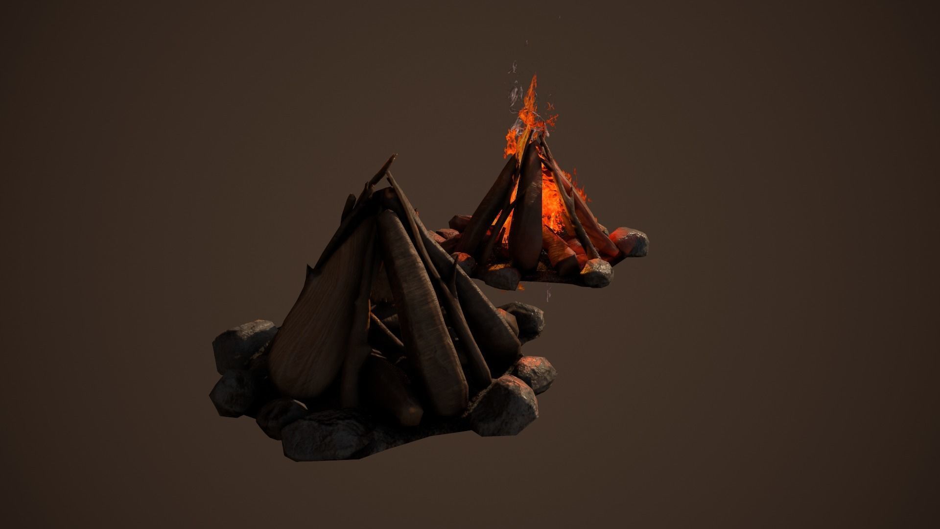 Campfire Free low-poly 3D model_15