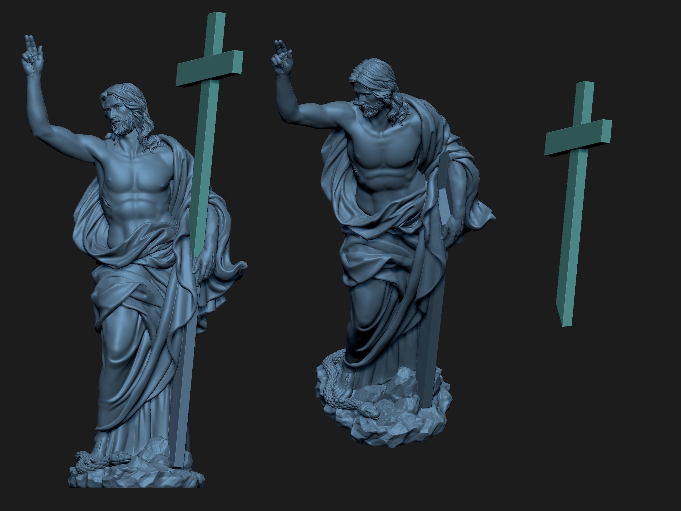 Christ Risen Statue 3D print model_6