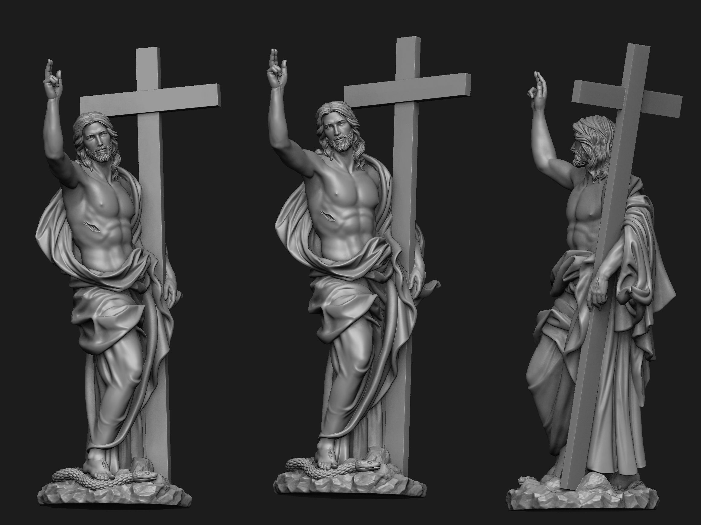Christ Risen Statue 3D print model_3