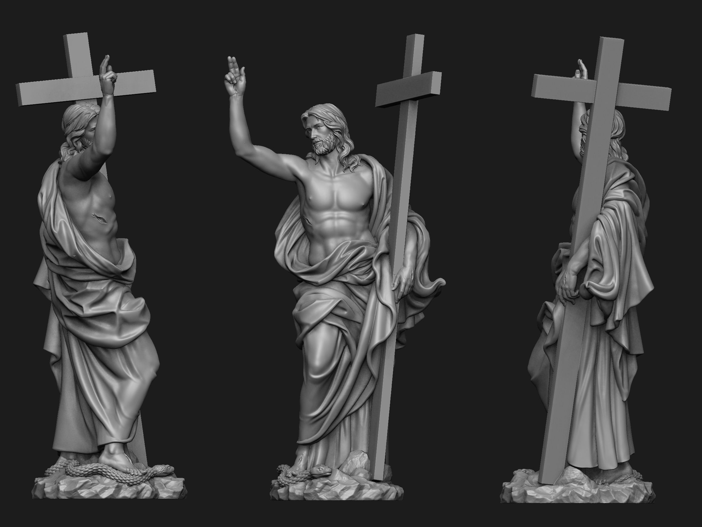 Christ Risen Statue 3D print model_1