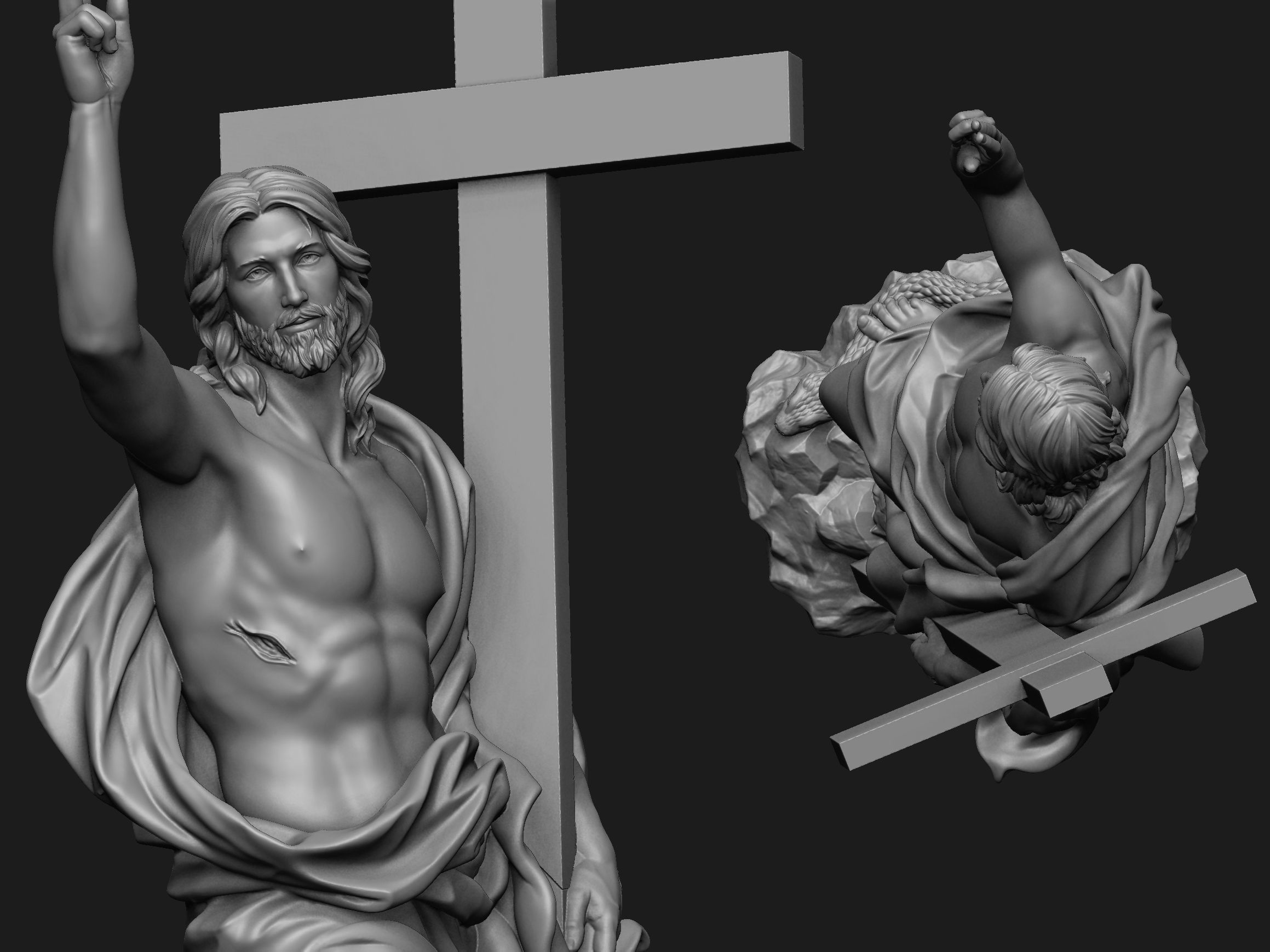 Christ Risen Statue 3D print model_5