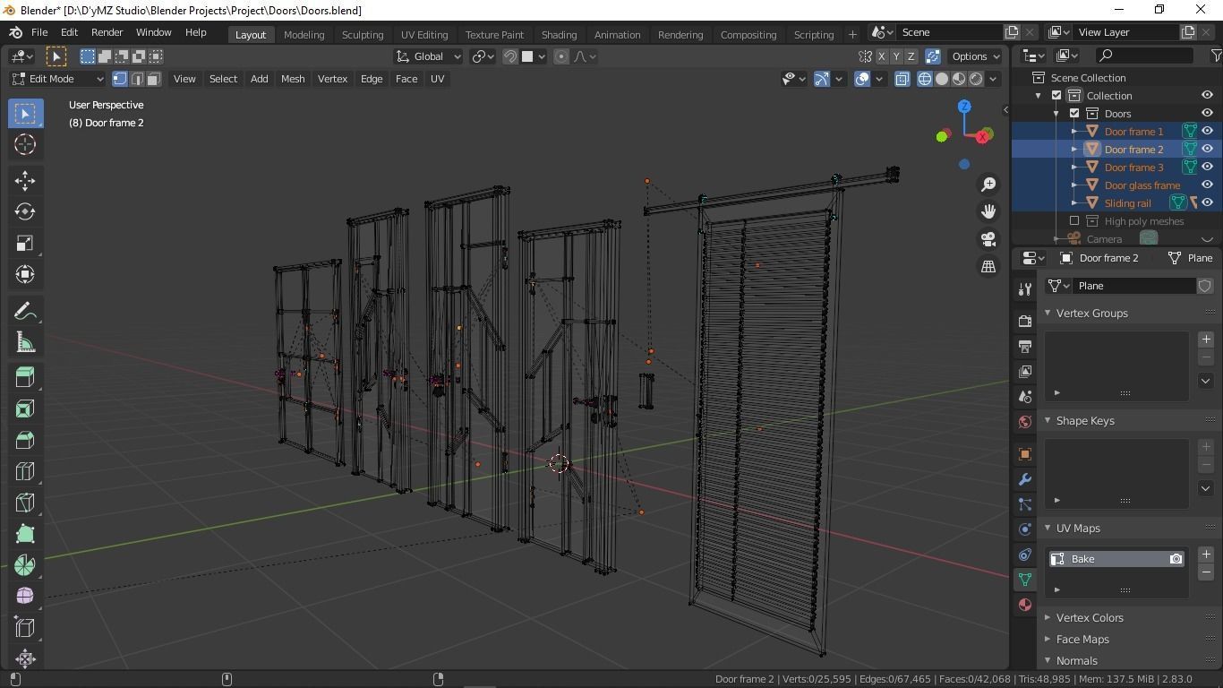 5 Doors Collection modern Free low-poly 3D model_4