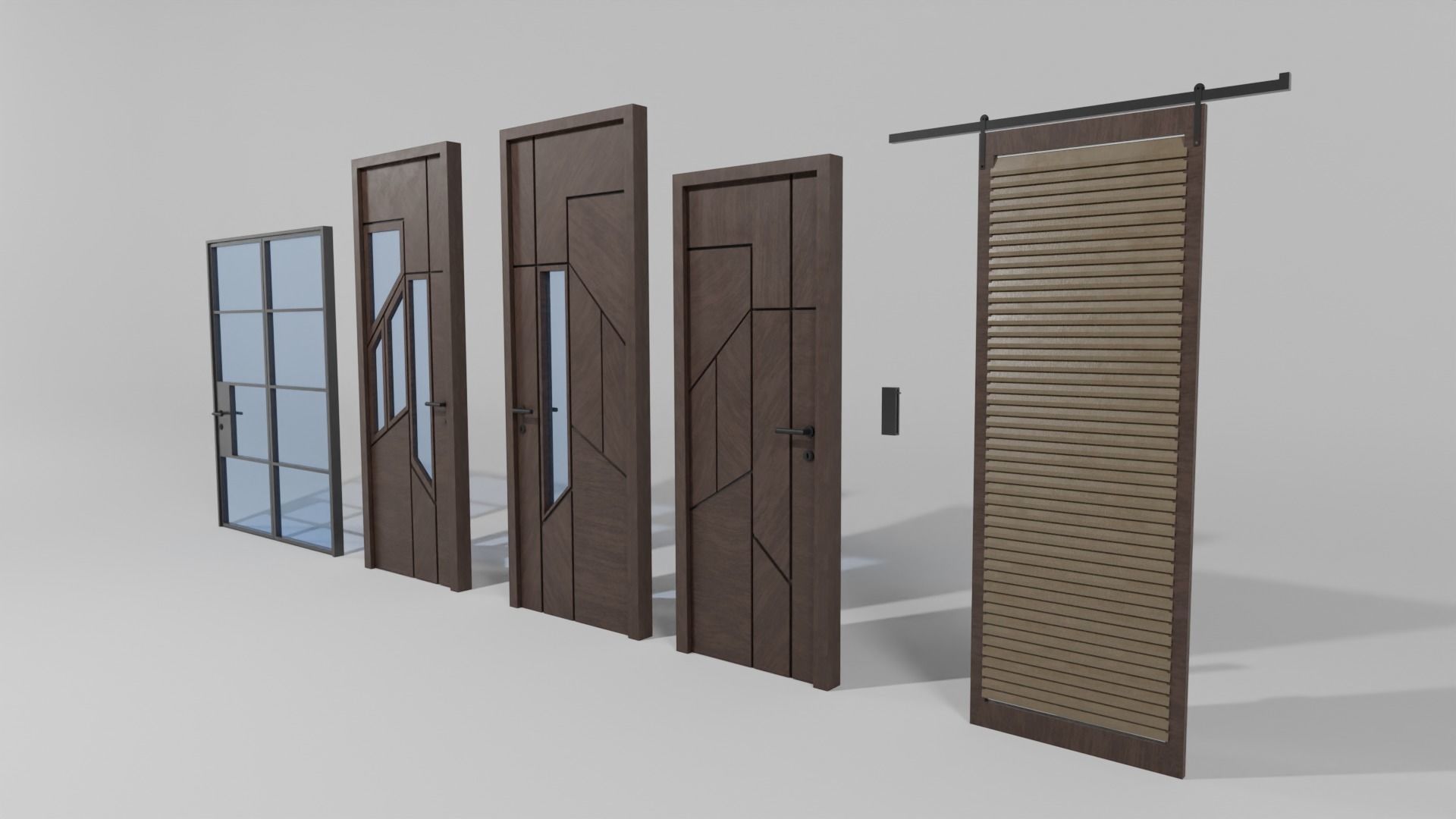 5 Doors Collection modern Free low-poly 3D model_3
