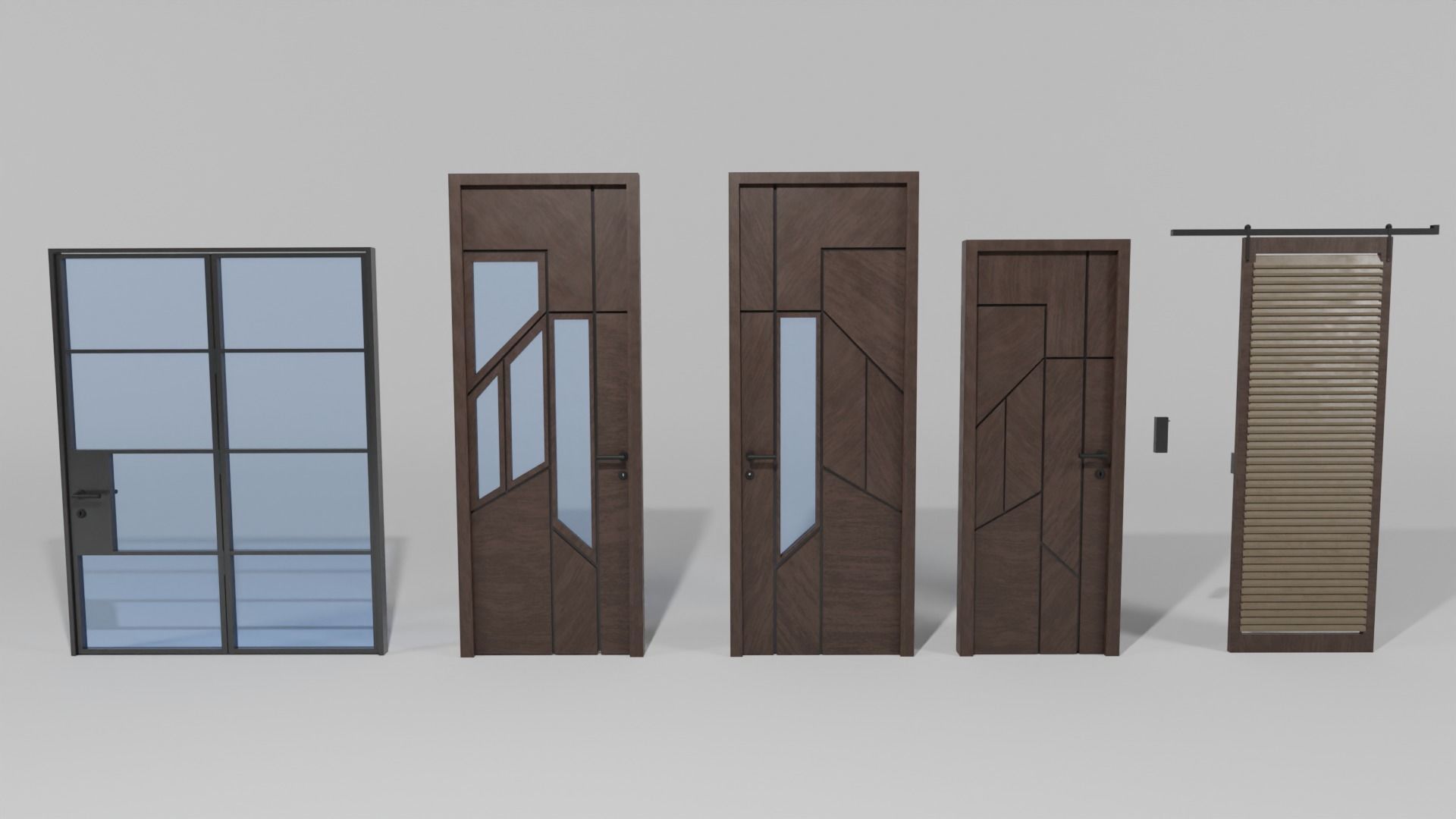 5 Doors Collection modern Free low-poly 3D model_1