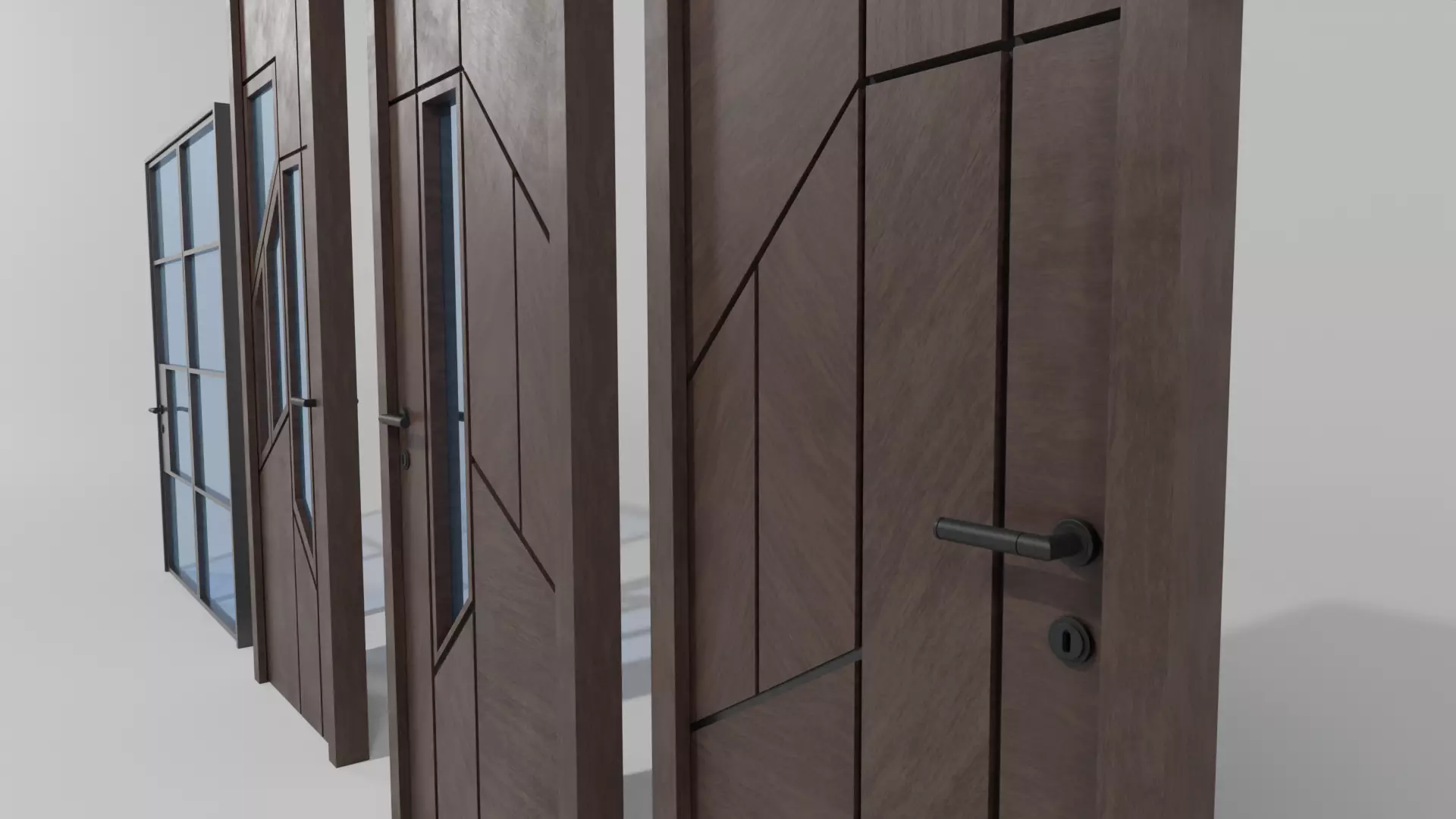 5 Doors Collection modern Free low-poly 3D model_0