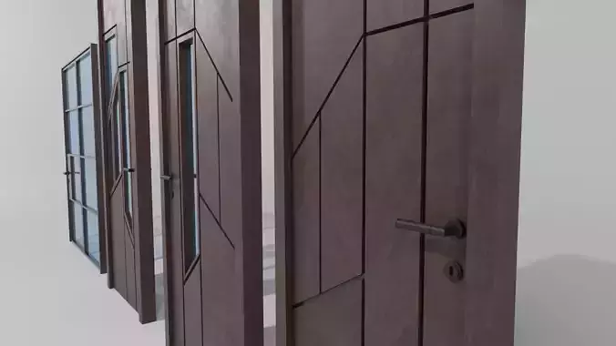 5 Doors Collection modern Free low-poly 3D model
