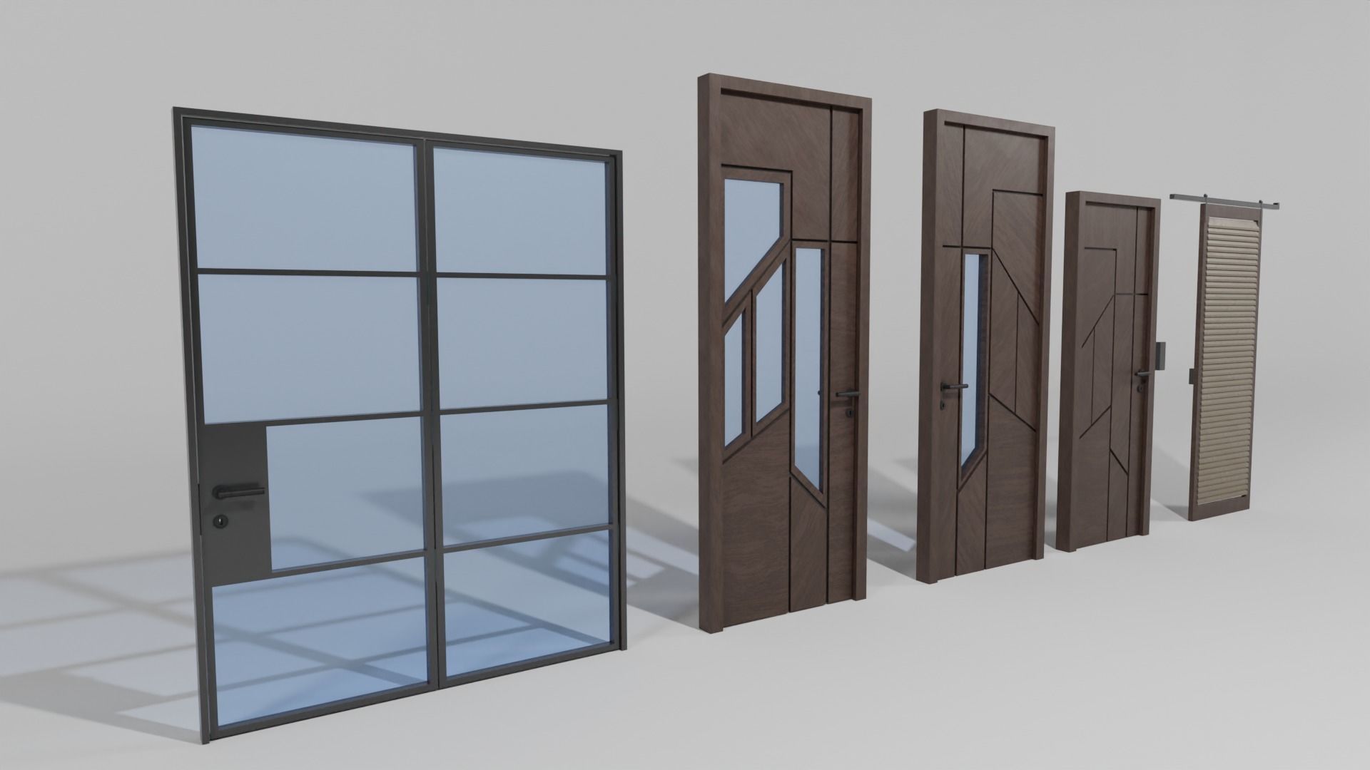 5 Doors Collection modern Free low-poly 3D model_2
