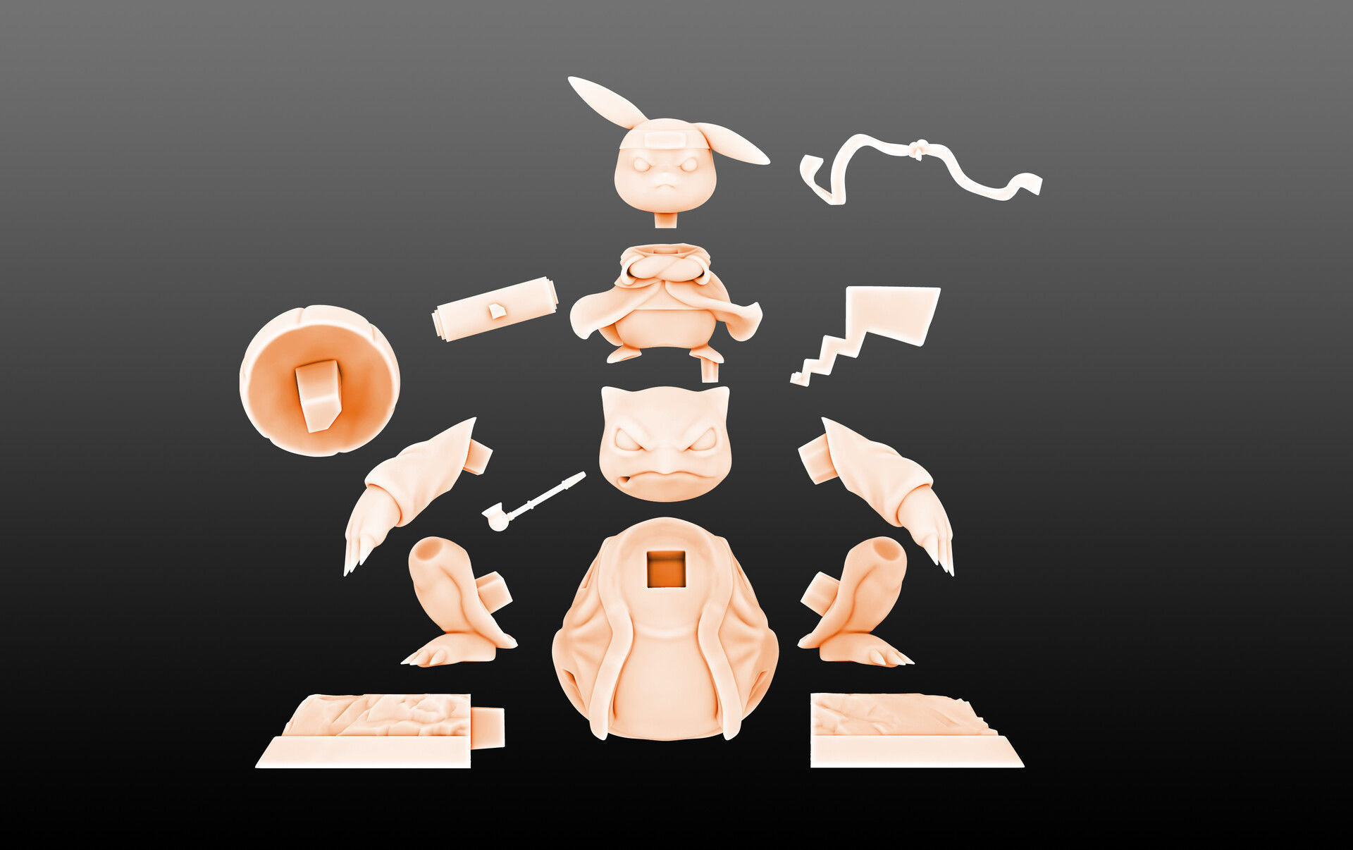 Pikachu Naruto Cosplay 3D print model_5