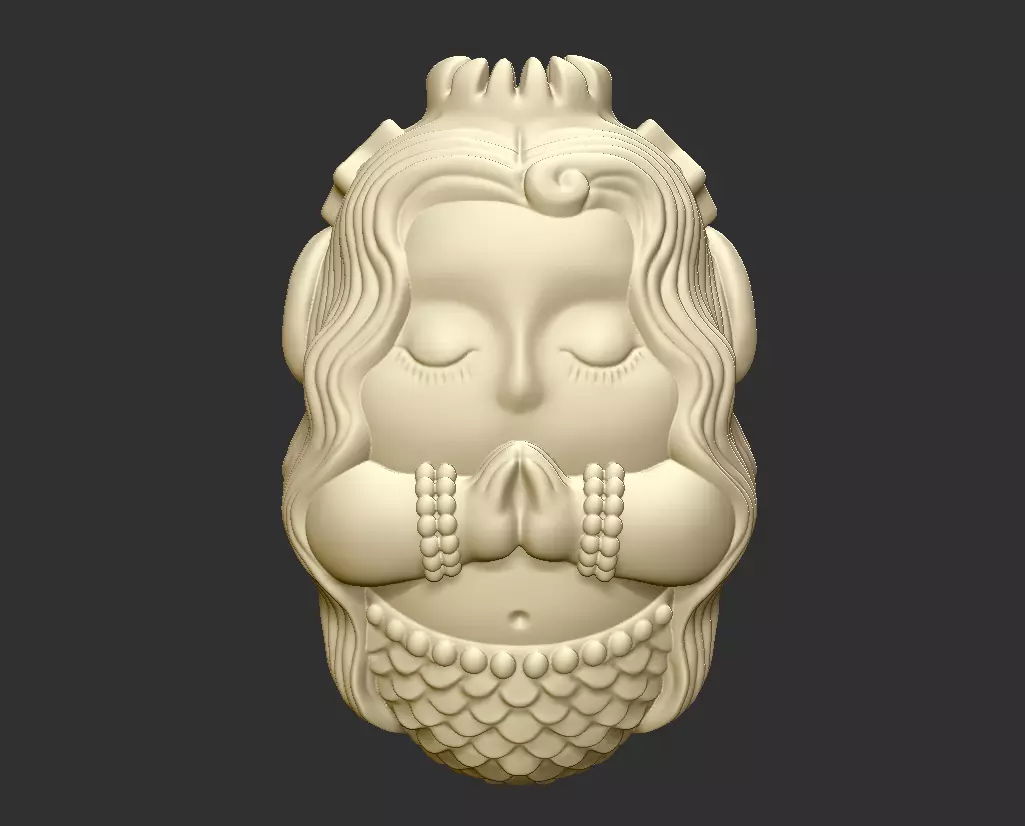 mermaid head 3D print model_0