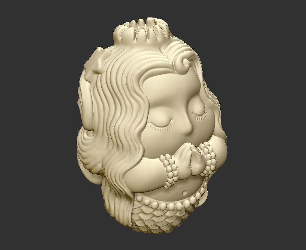 mermaid head 3D print model_3