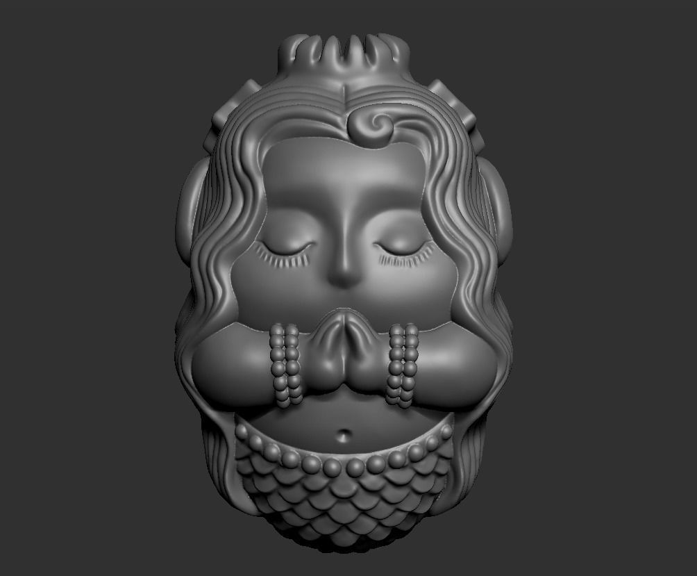 mermaid head 3D print model_5