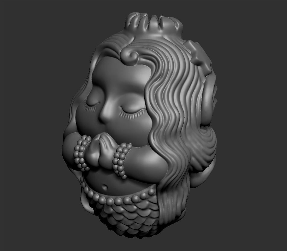 mermaid head 3D print model_4