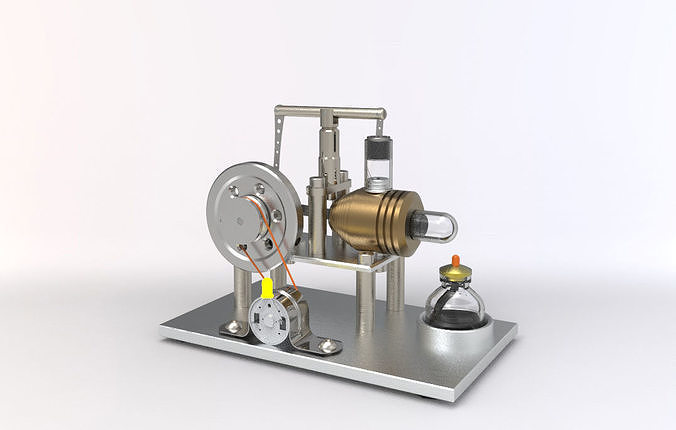Stirling engine with complete parameters 3D model