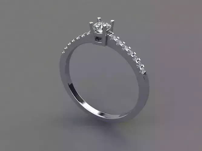 Thin Solitaire Dainty Engagement Ring Split Prong Shank
