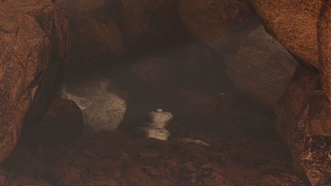 cave rocks animated scene Low-poly 3D model