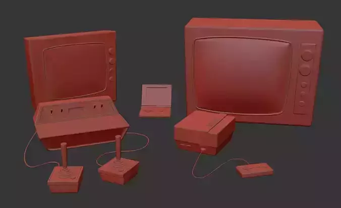 Tv and Vidego Game Retro Cartoon Vintage model 3D model
