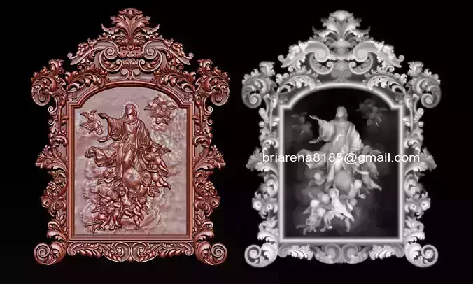 3D Frame - Wood Carving STL Model for CNC Router 3D print model