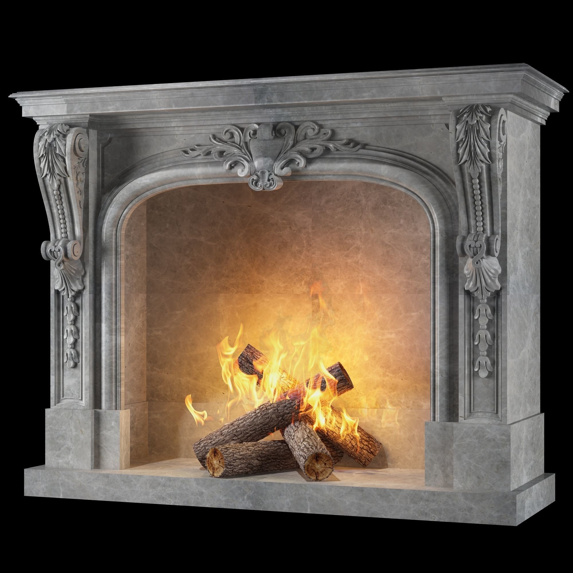 classical fireplace set 3D model_27