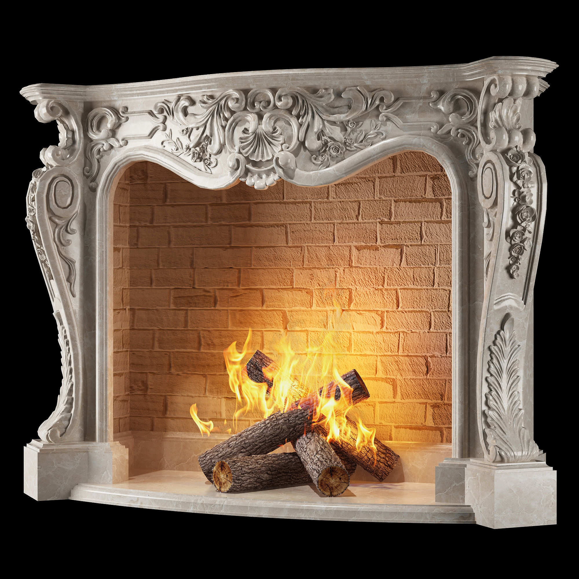 classical fireplace set 3D model_26
