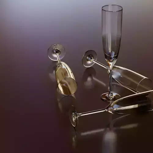 Subdivision surface has been used low poly champagne glass model Free low-poly 3D model
