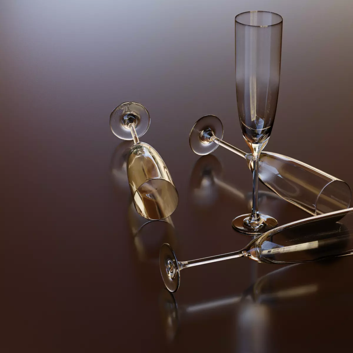 Subdivision surface has been used low poly champagne glass model Free low-poly 3D model_0