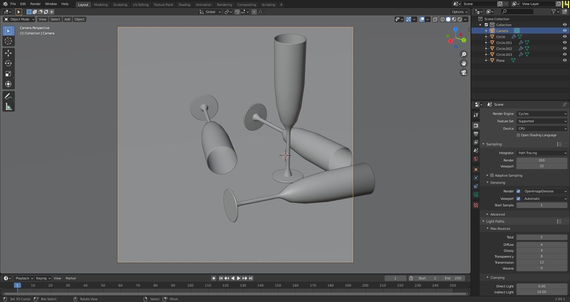 Subdivision surface has been used low poly champagne glass model Free low-poly 3D model_1