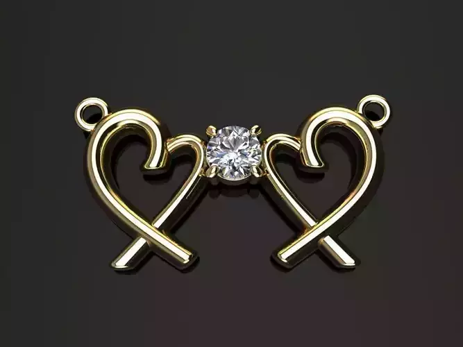 Dainty Double Heart Diamond Pendant