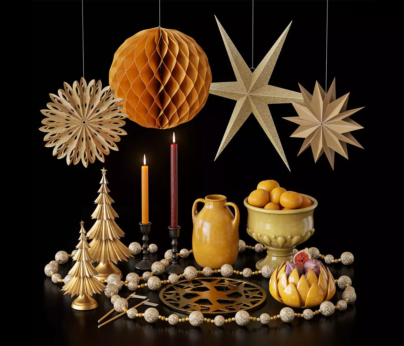 Christmas decorative set 3D model_0