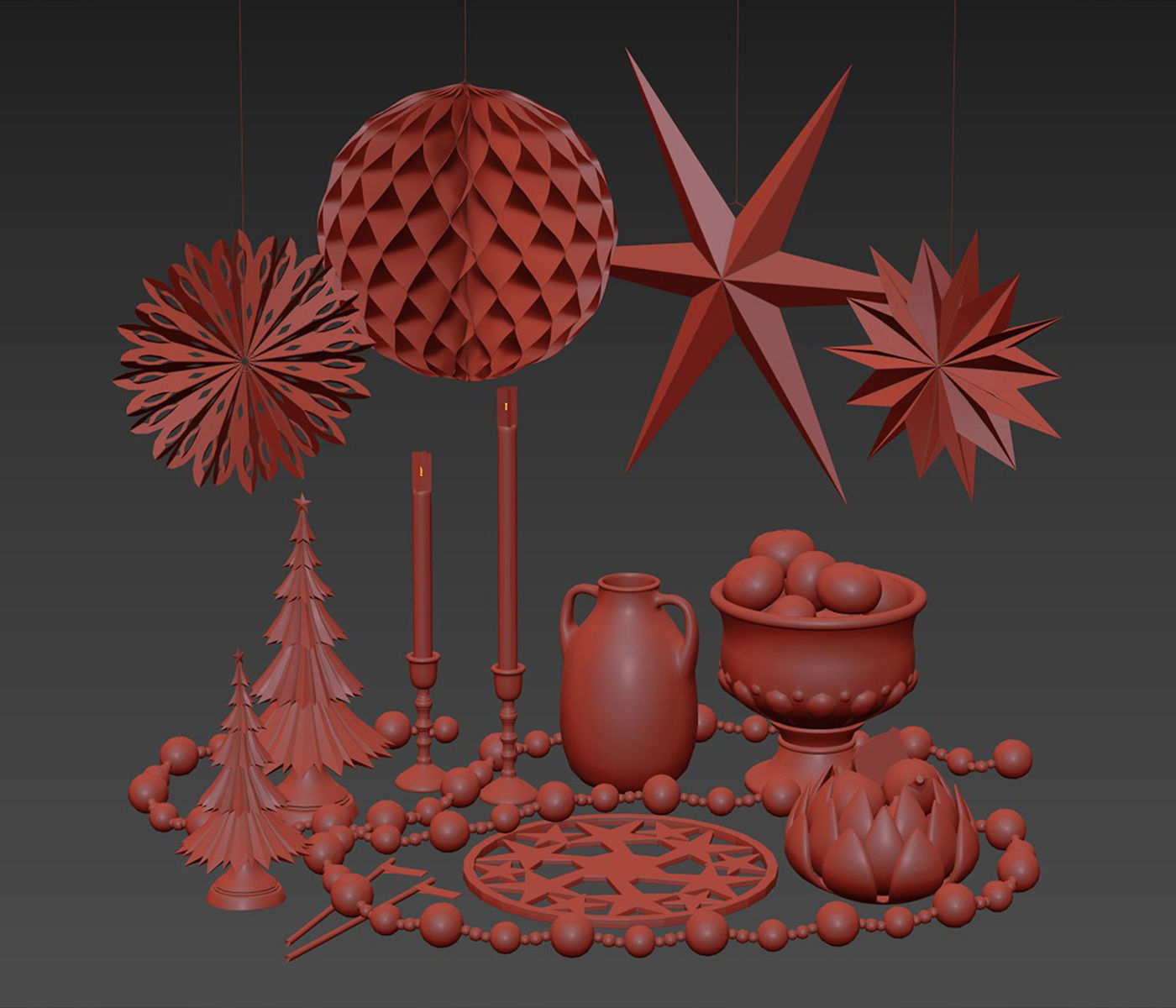 Christmas decorative set 3D model_4