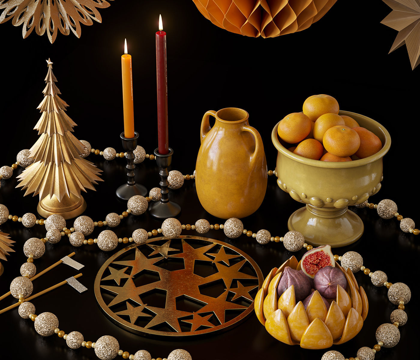 Christmas decorative set 3D model_1