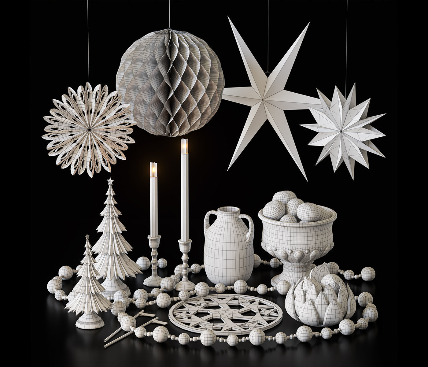 Christmas decorative set 3D model_3