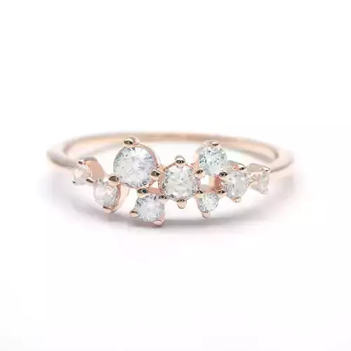 3DM Format Cluster thin gold ring 3D print model