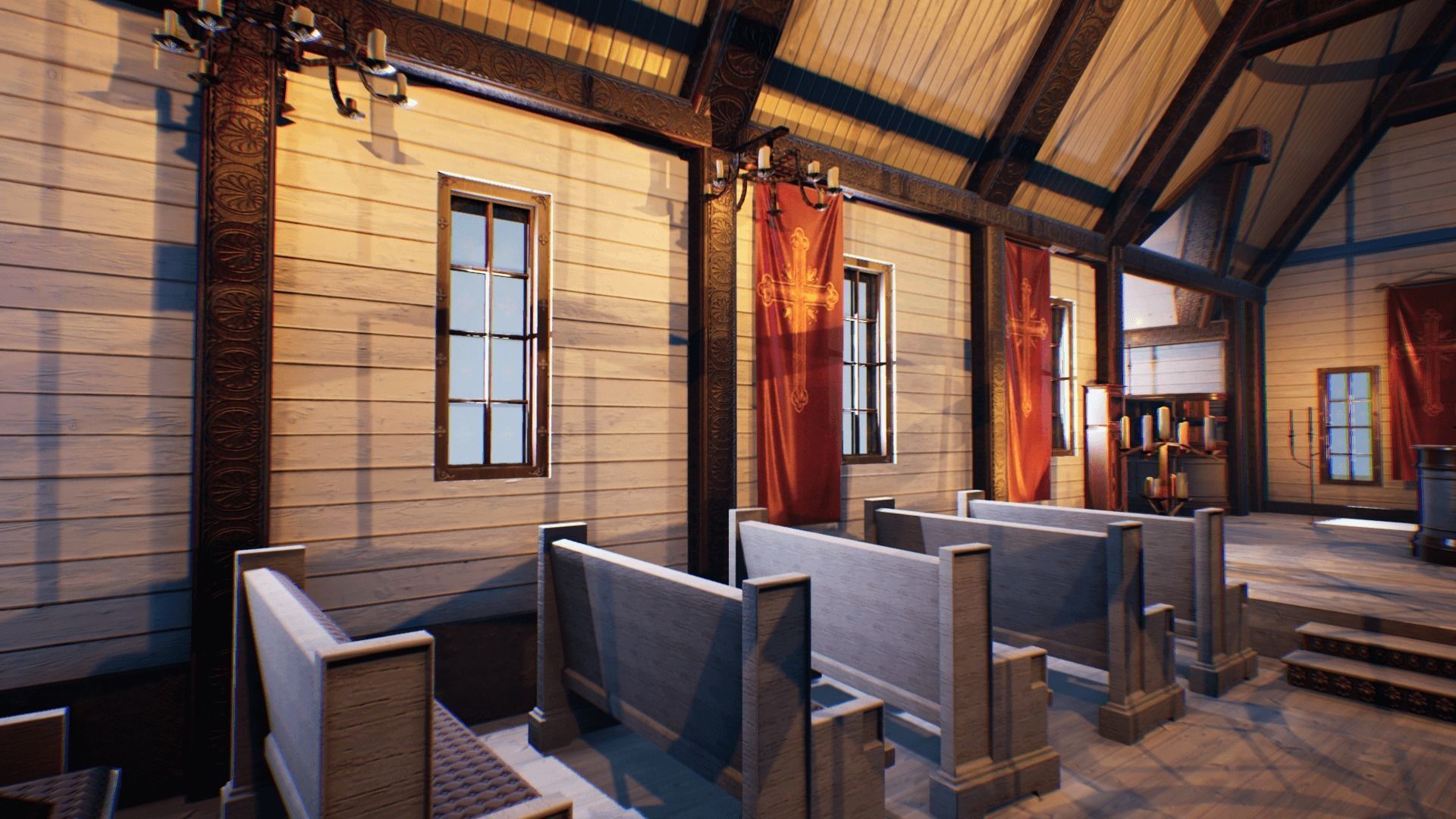 Church 4 Unreal Engine updated Low-poly 3D model_7
