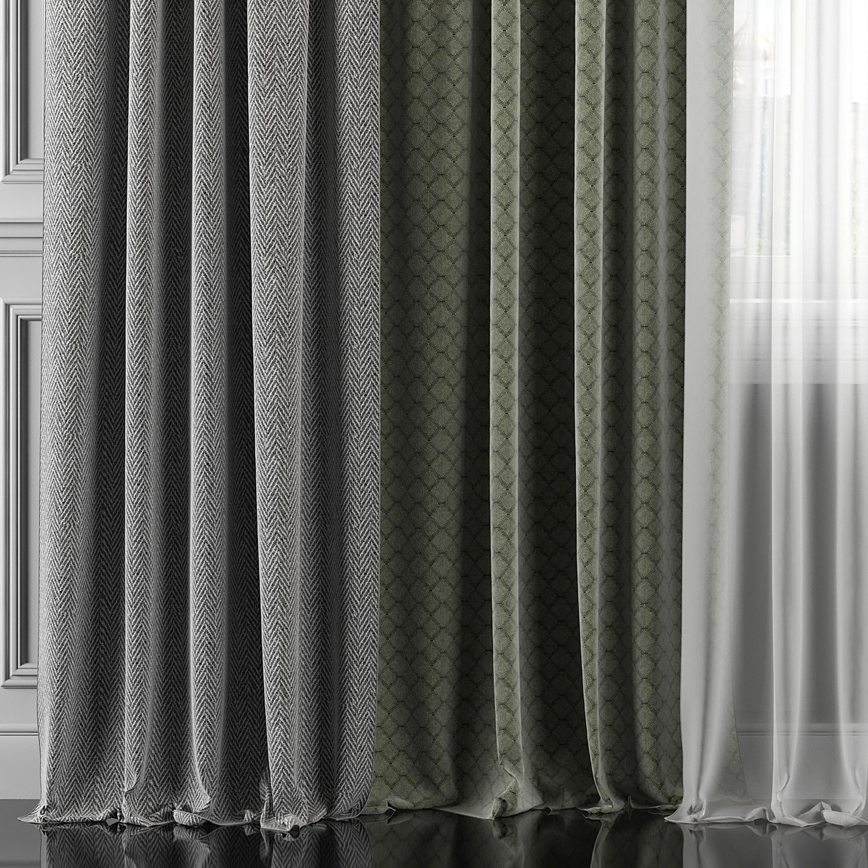 Curtain Set 305 3D model_2