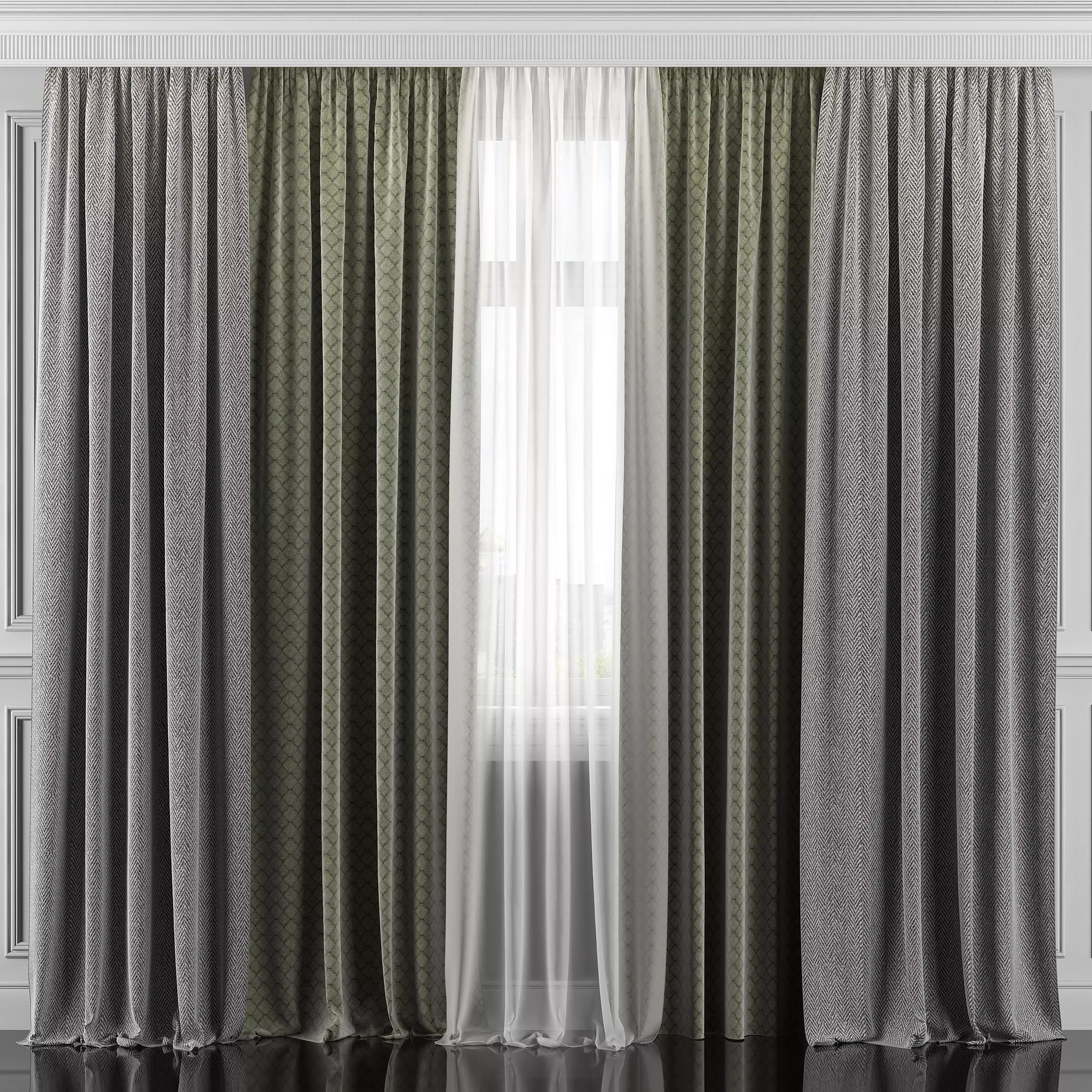 Curtain Set 305 3D model_0
