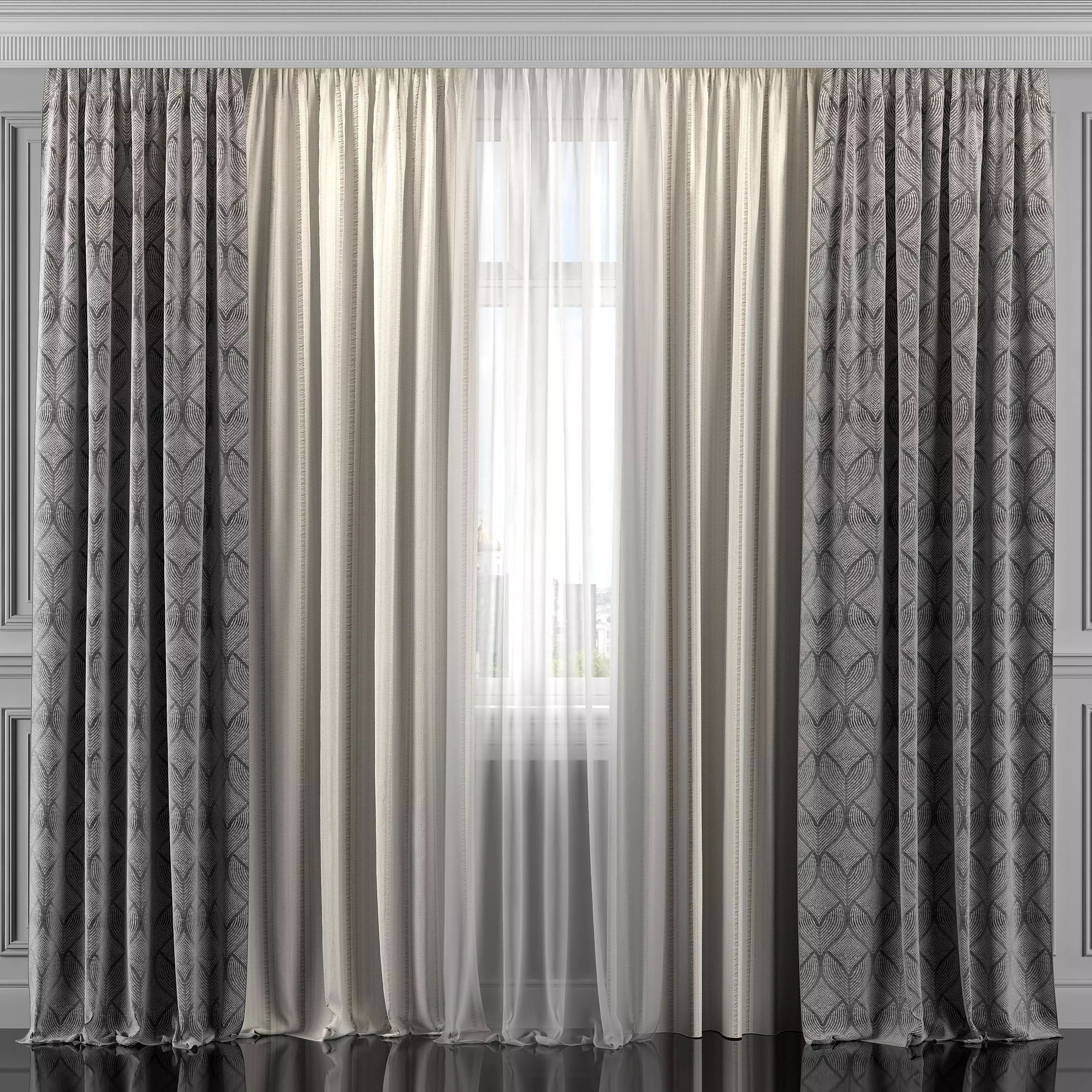 Curtain Set 307 3D model_0