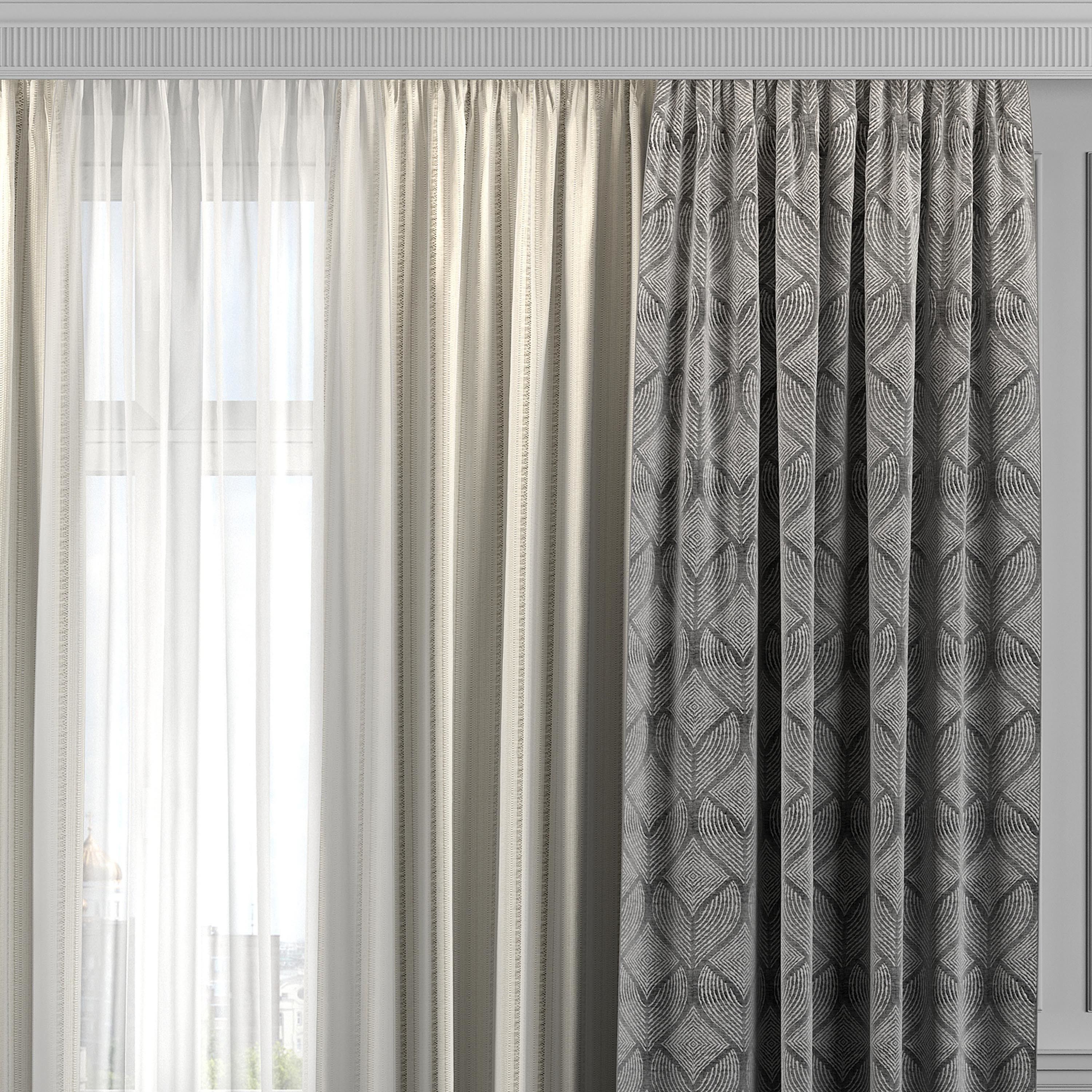 Curtain Set 307 3D model_1