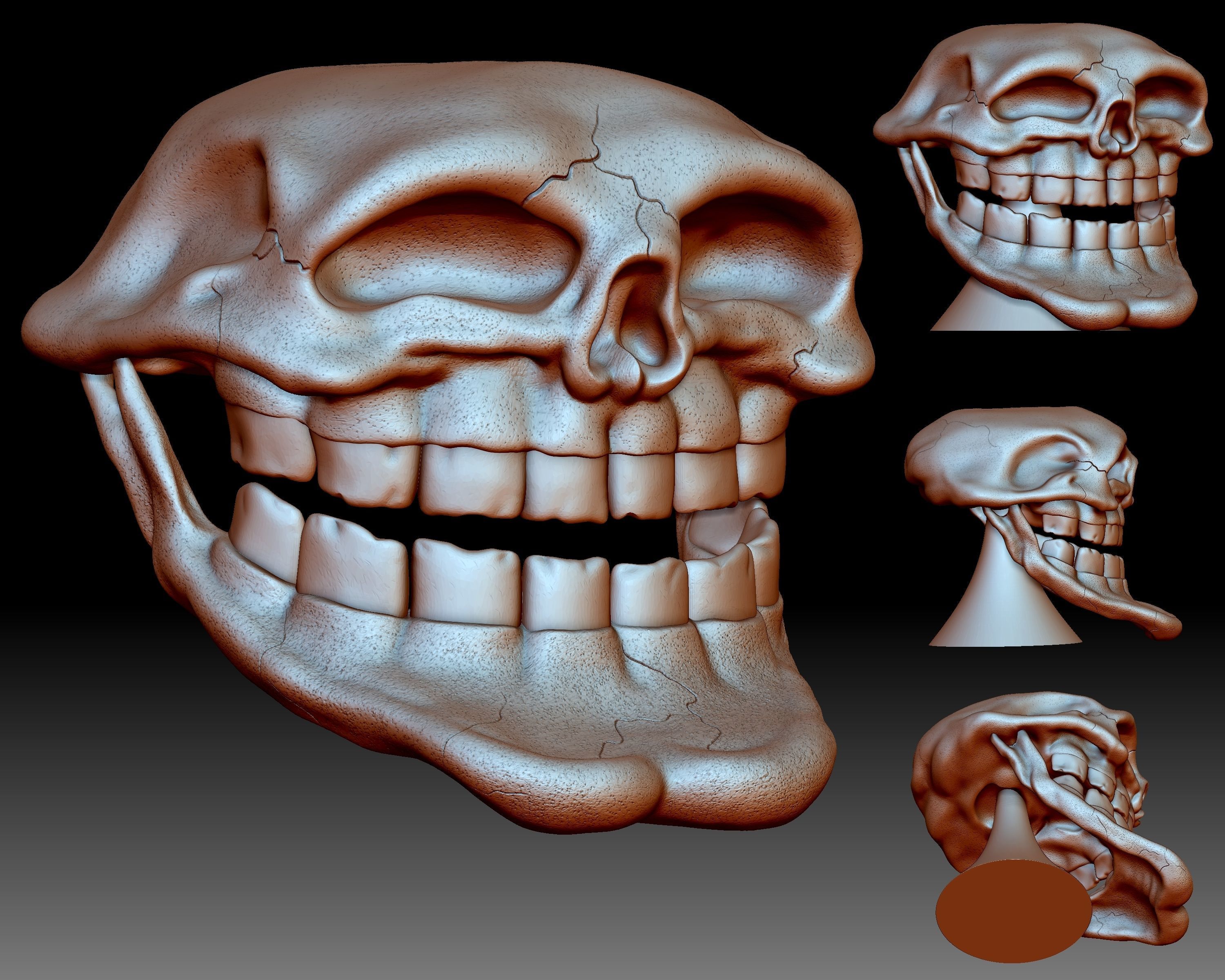 Troll Face Skull 3D printable 3D print model_2